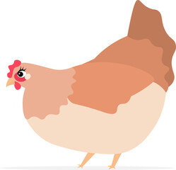 Farm Animals. Cute farm. Cute red adult chicken. Collection of farm animals. Baby flat vector illustration.