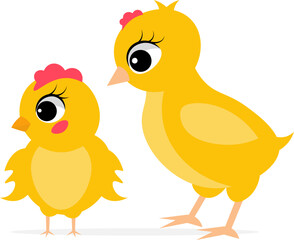 Farm Animals. Cute farm. Two cute yellow chicks. Collection of farm animals. Baby flat vector illustration.