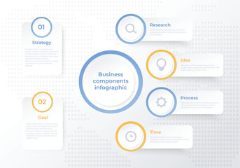 A clean infographic presenting business components. Vector illustration