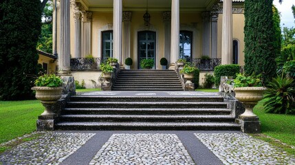 Obraz premium Grand Neoclassical Mansion Entrance with Columns