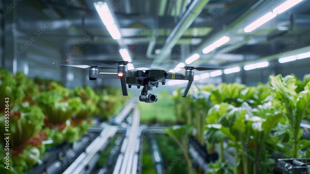 Poster drone technology in agricultural processing plant for efficient crop sorting