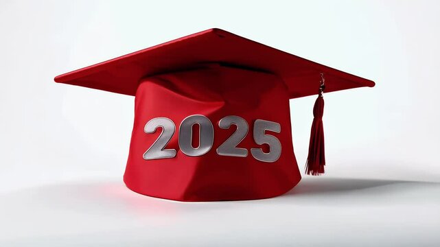 celebratory featuring number 2025 red alongside graduation cap video symbolizing start academic year class new graduate congratulation school grad education college