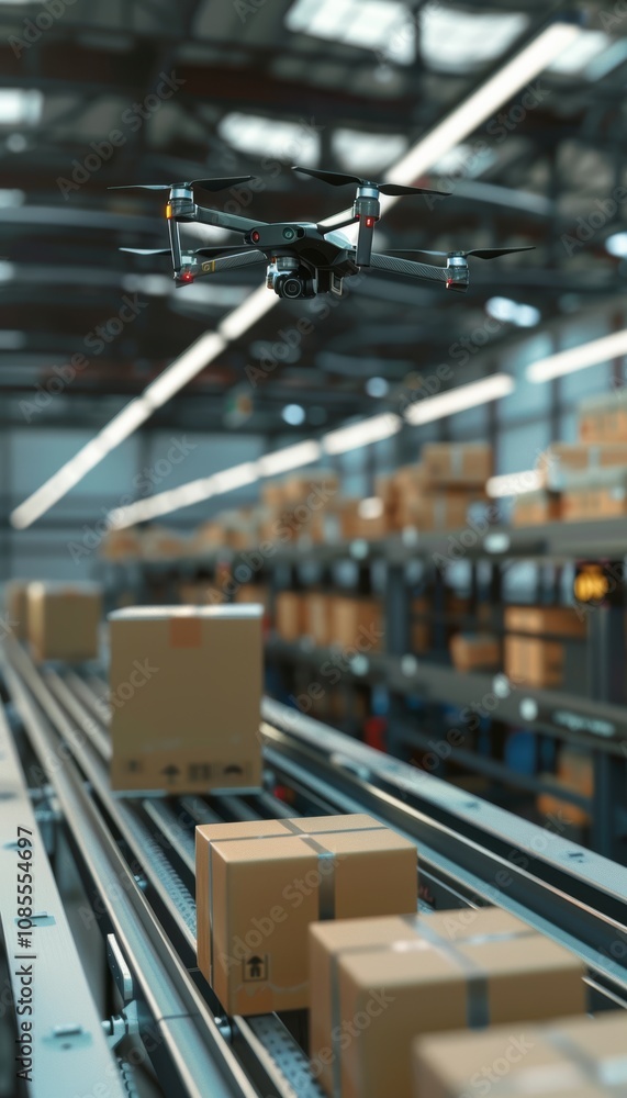 Aufkleber advanced drone technology in logistics: package sorting and shipping automation