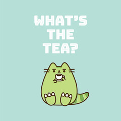 Tea Rex vector cat © Neko funny