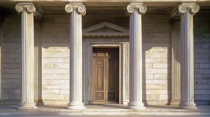 Fototapeta premium Detailed View of Doric Columns at Entrance