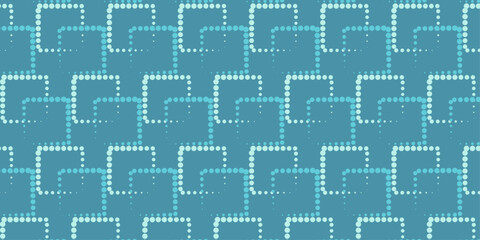 Geometric Dotted Squares in Aqua Blue