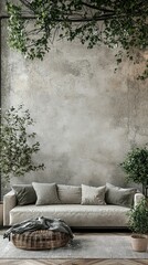 Modern Lounge with Inviting Sofa and Potted Plants