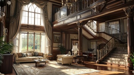 Elegant Victorian Interior with High Ceilings