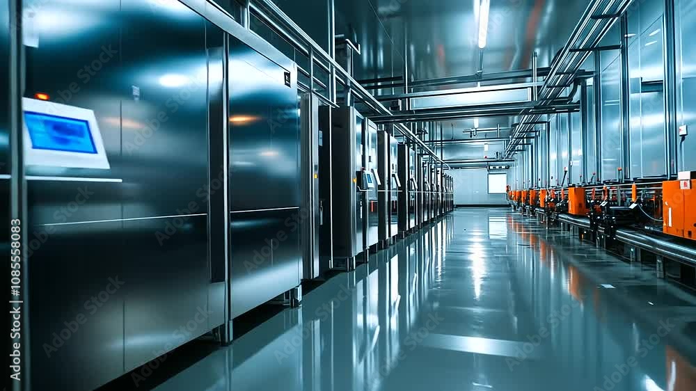 Aufkleber In a fully automated pig farm, smart sensors on climate control units maintain optimal temperature and humidity, while pigs rest peacefully, benefiting from a perfectly regulated e