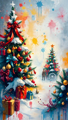Naklejka premium christmas tree with gifts