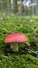 秋の公園や雑木林の身近な自然で見られる赤いきのこ