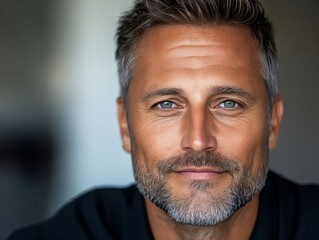 Obraz premium A close up of a man with a beard and blue eyes