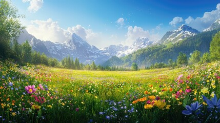 Obraz premium Vibrant Meadow in Full Spring Bloom