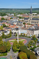 Fototapeta premium Epernay cityscape seen from a hot air balloon, France / 気球から見たエペルネーの街並み フランス 