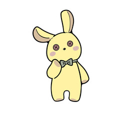 考えているうさぎのぬいぐるみ