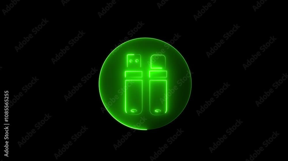 Poster black background animation of line usb file transfer icon