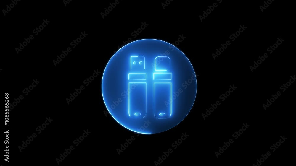 Poster black background animation of line usb file transfer icon