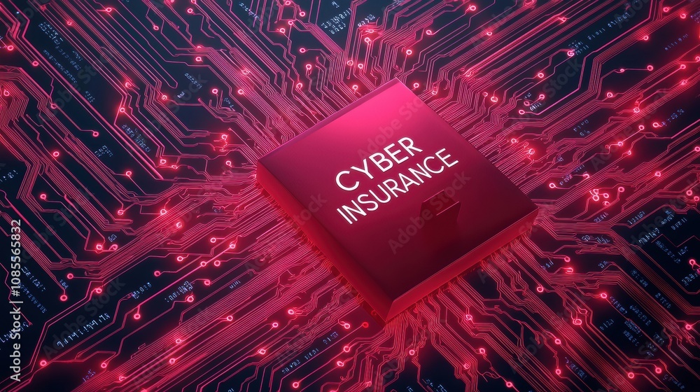 Poster a vibrant image depicting a chip surrounded by a network of red lines, emphasizing the concept of cy