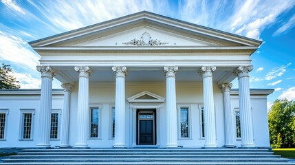 Obraz premium Elegant Greek Revival House with Symmetrical Design