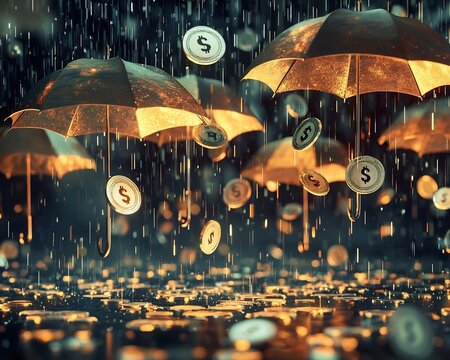 Vibrant Downpour of Financial Fortunes Safeguarded by Umbrella Strategies
