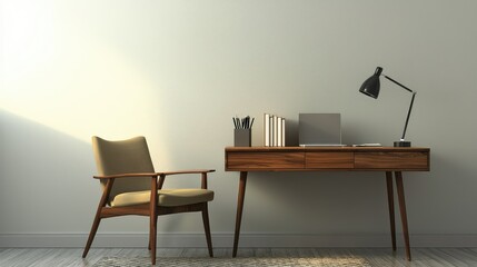 Stylish Mid-Century Modern Study Area Design