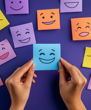 Smiley auf Post-it-Notizen zur F&ouml;rderung von positiver Emotion

