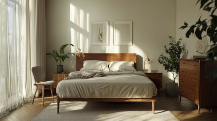 Serene Mid Century Modern Bedroom Design