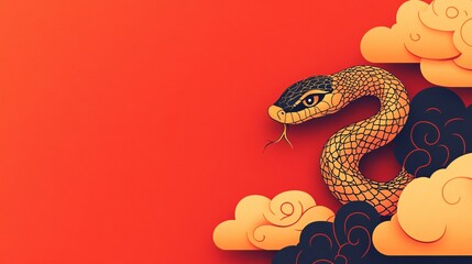 Obraz premium Close-Up of Golden Snake with Intricate Patterns for 2025 Lunar New Year