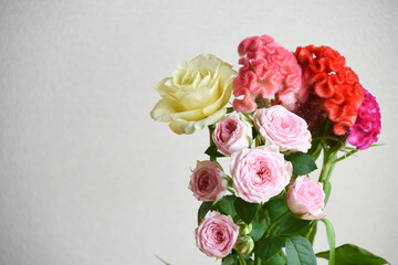 薔薇とケイトウ