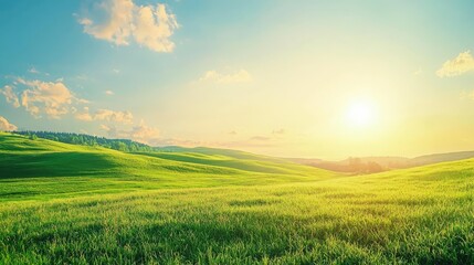 Obraz premium Serene Countryside Landscape with Rolling Hills