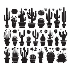 Different Type of Cactus vector set silhouette, Cactus icon