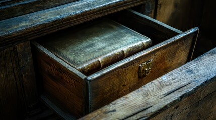 Obraz premium Hidden Book Inside an Old Library Compartment