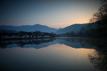 Beautiful scenery of Hongcun Village in Anhui, China in winter