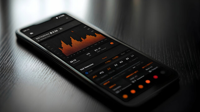 Analyzing financial data mobile device screen capture indoor close-up technology insights for investors