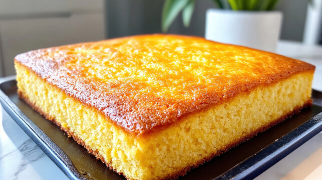 Baking Homemade, Warm homemade cornbread baked to perfection, golden brown and fluffy. Perfect for any meal or gathering, this delicious treat is sure to please everyone