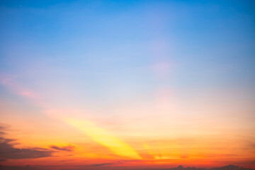 Beautiful , luxury soft gradient orange gold clouds and sunlight on the blue sky perfect for the background, take in everning,Twilight, Large size, high definition landscape photo
