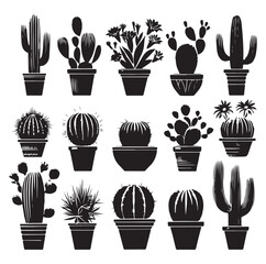 Different Type of Cactus vector set silhouette, Cactus icon