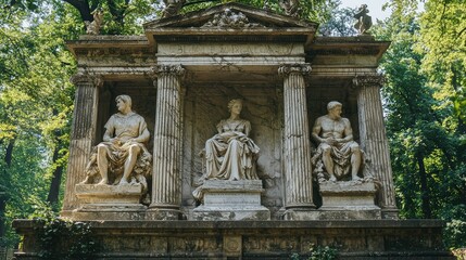 Fototapeta premium Neoclassical Monument Surrounded by Lush Greenery