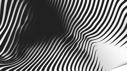 Abstract black and white wave pattern creating a sense of depth and movement.