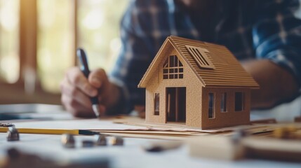 Inspector or engineer evaluates construction quality and assurance for new home development