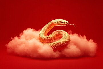 Fototapeta premium Gold Snake Symbolizing Wealth and Luck for 2025 Chinese New Year