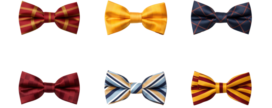 Bow ties of stripe pattern on transparent background