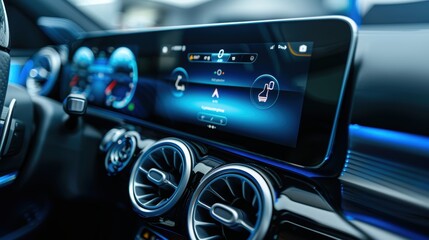Modern Car Interior with Advanced Digital AC Control Panel for Enhanced Comfort