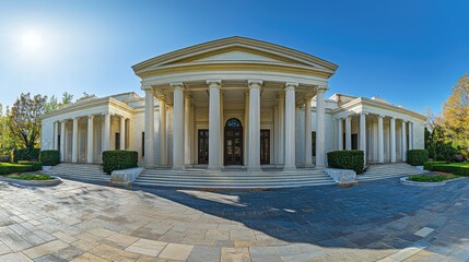 Obraz premium Panoramic View of Greek Revival Museum Structure