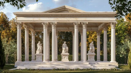 Obraz premium Neoclassical Garden Pavilion with Marble Columns