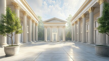 Obraz premium Neoclassical Building with Symmetrical Design Elements