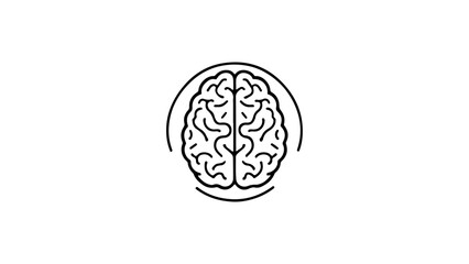 simple outline brain abstract vector illustration, brain shape abstract illustration with lines