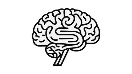 icon of brain idea, outline illustration of brain in vector