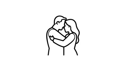 man and woman hugging simple vector illustration