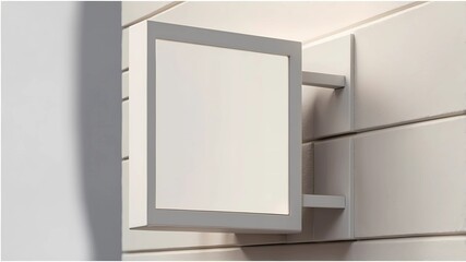 Square mock up sign on white building wall